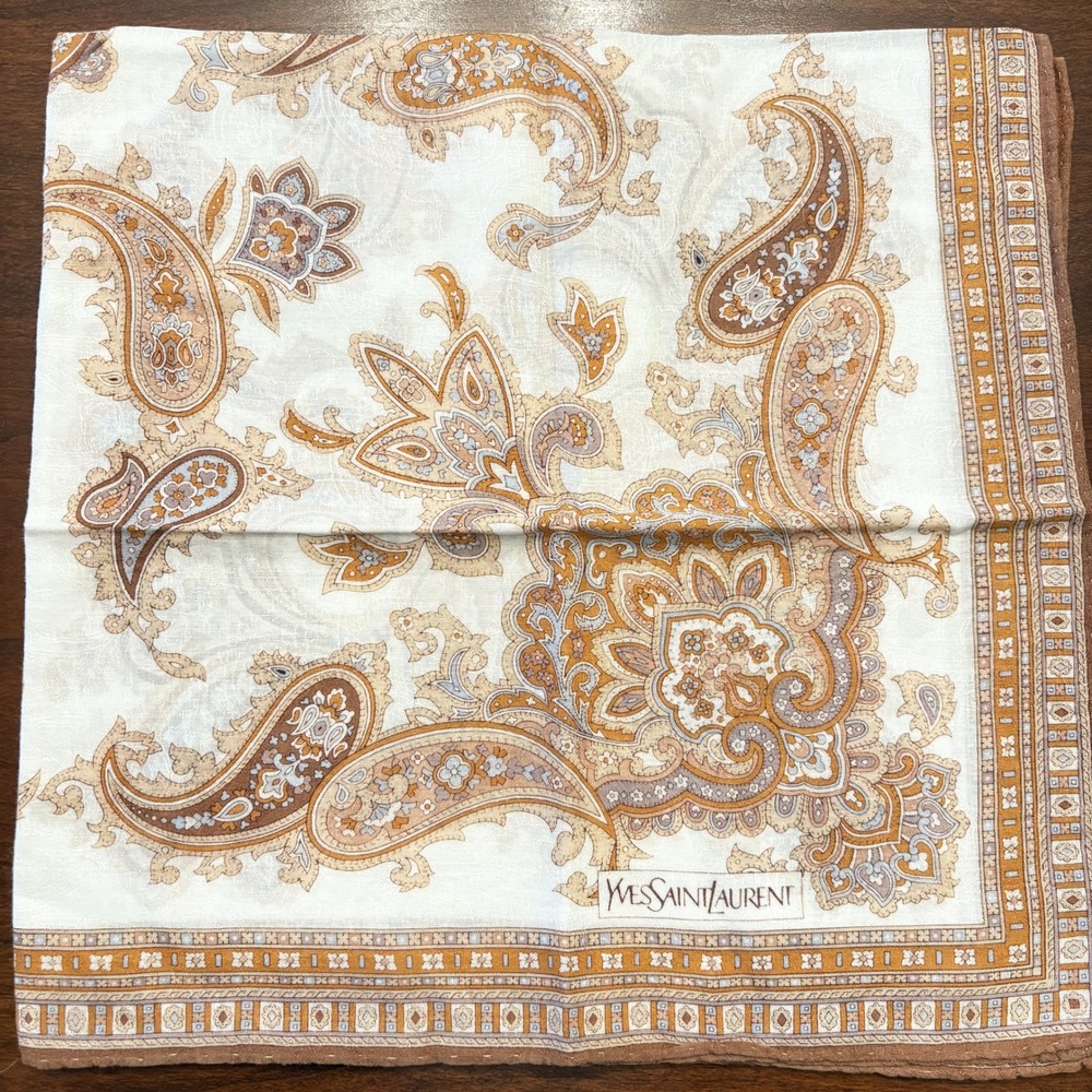 Yves Saint Laurent Beige and Brown  Scarf